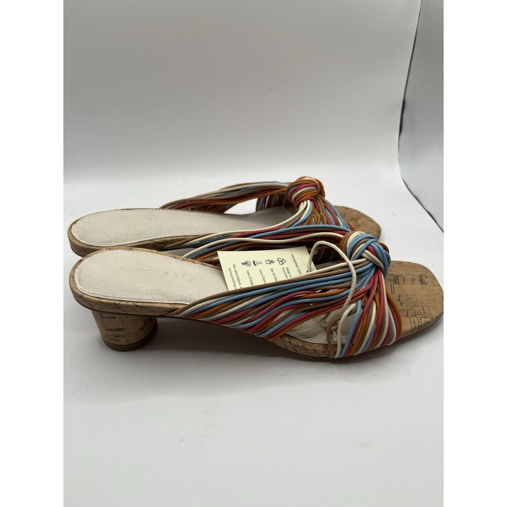 Sanctuary Multicolor Strappy Slide Sandals Cork Heel Size 8M NEW - Picture 4 of 5